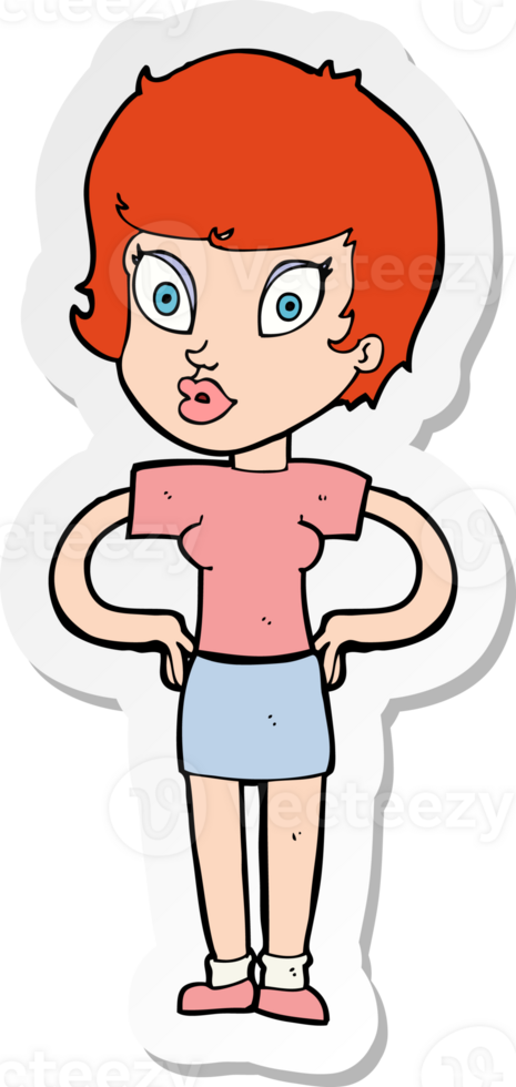 sticker of a cartoon woman with hands on hips png