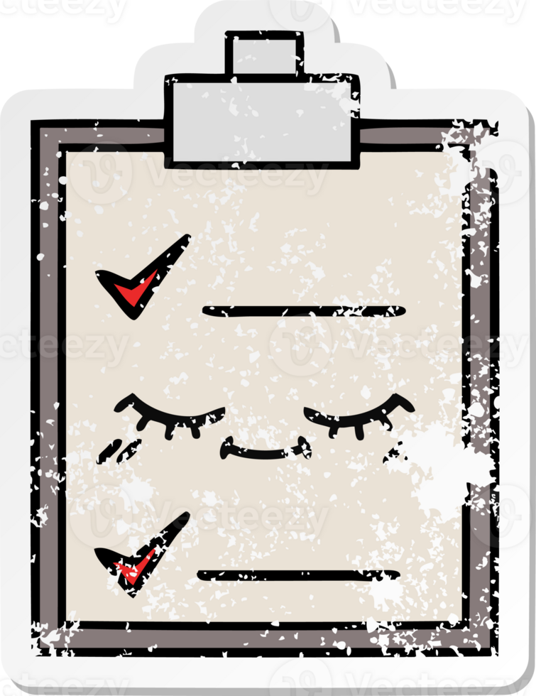 distressed sticker of a cute cartoon check list png