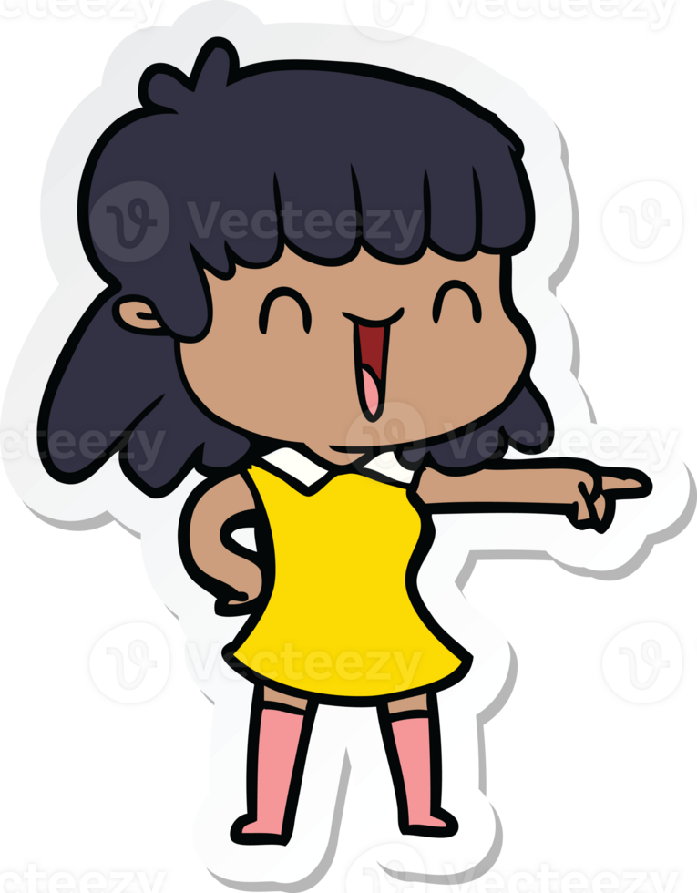 sticker of a cartoon happy girl png
