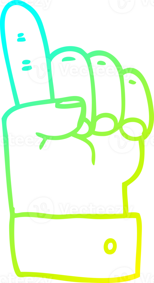 cold gradient line drawing of a cartoon pointing hand png