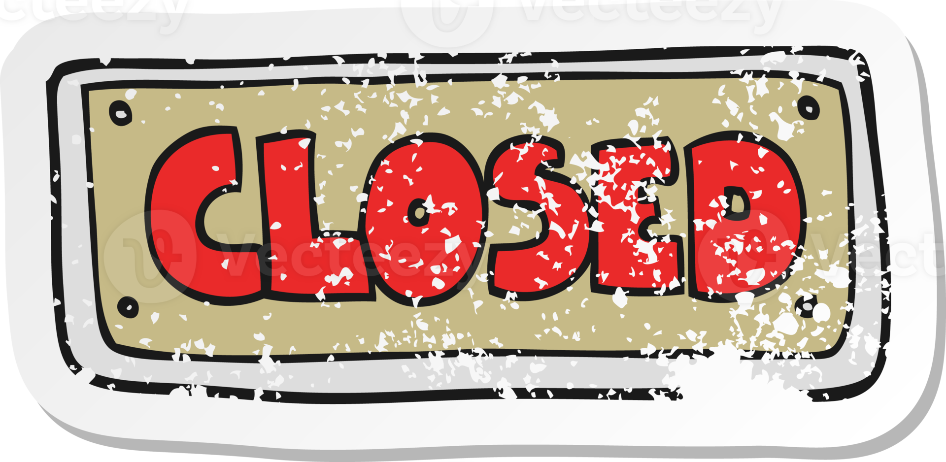 retro distressed sticker of a cartoon closed shop sign png
