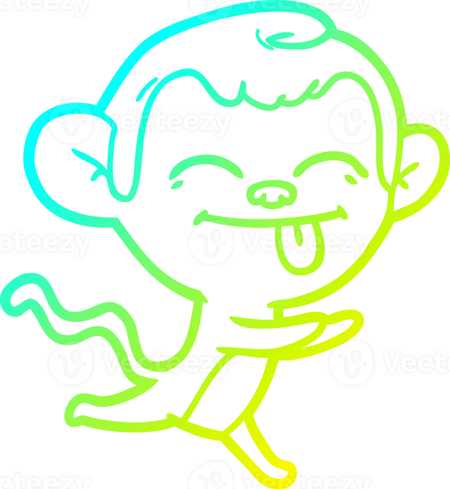 cold gradient line drawing of a funny cartoon monkey running png