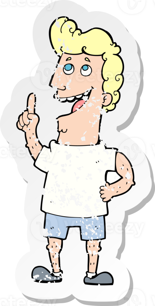 retro distressed sticker of a cartoon happy man png