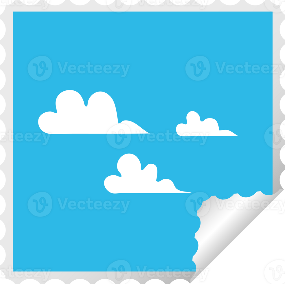 square peeling sticker cartoon of a cloud png