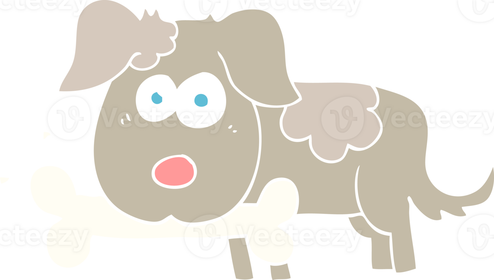 flat color illustration of dog with bone png