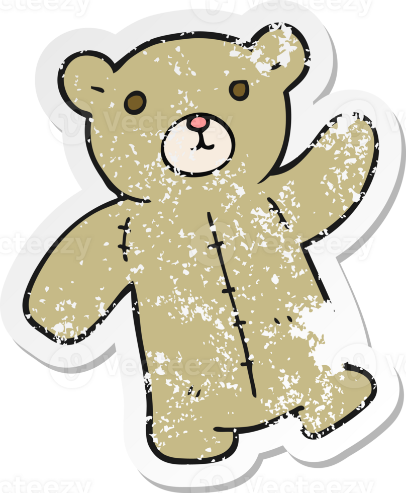 retro distressed sticker of a cartoon teddy bear png