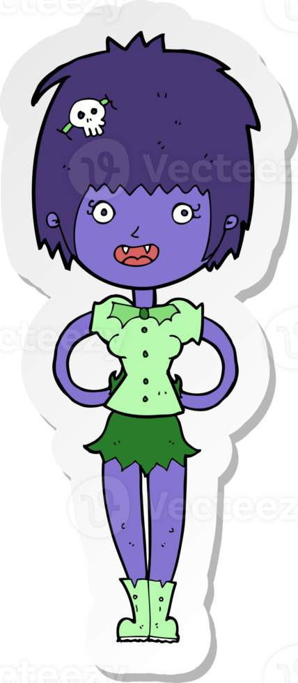 sticker of a cartoon happy vampire girl png