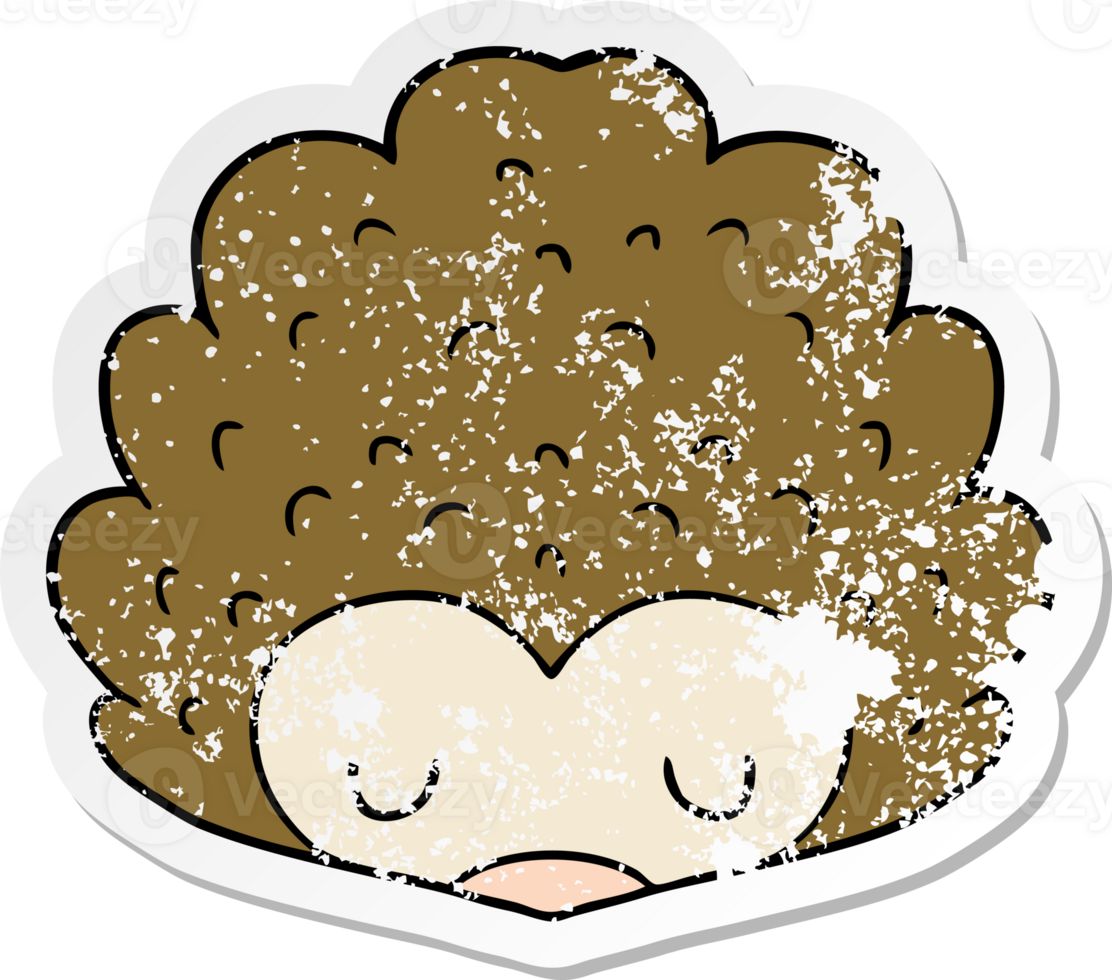 distressed sticker of a cartoon hedgehog png