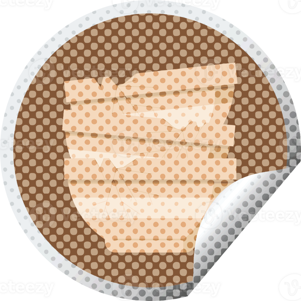 stack of cracked old bowls graphic   illustration circular sticker png