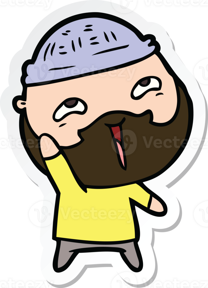 sticker of a cartoon happy bearded man png