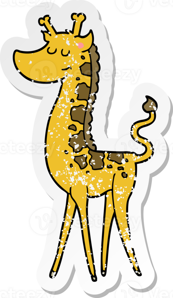 distressed sticker of a cartoon giraffe png