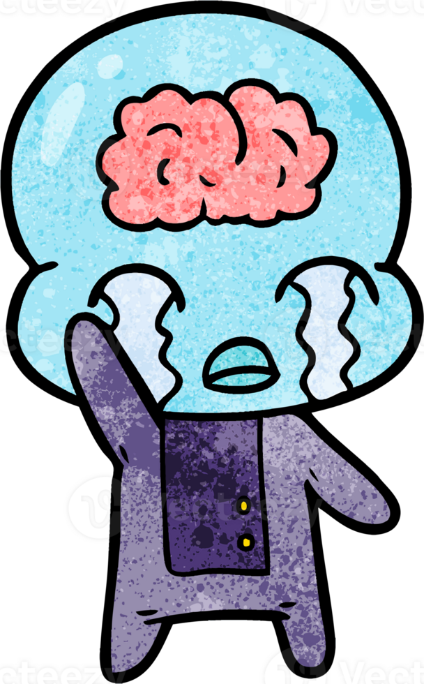 cartoon big brain alien crying png