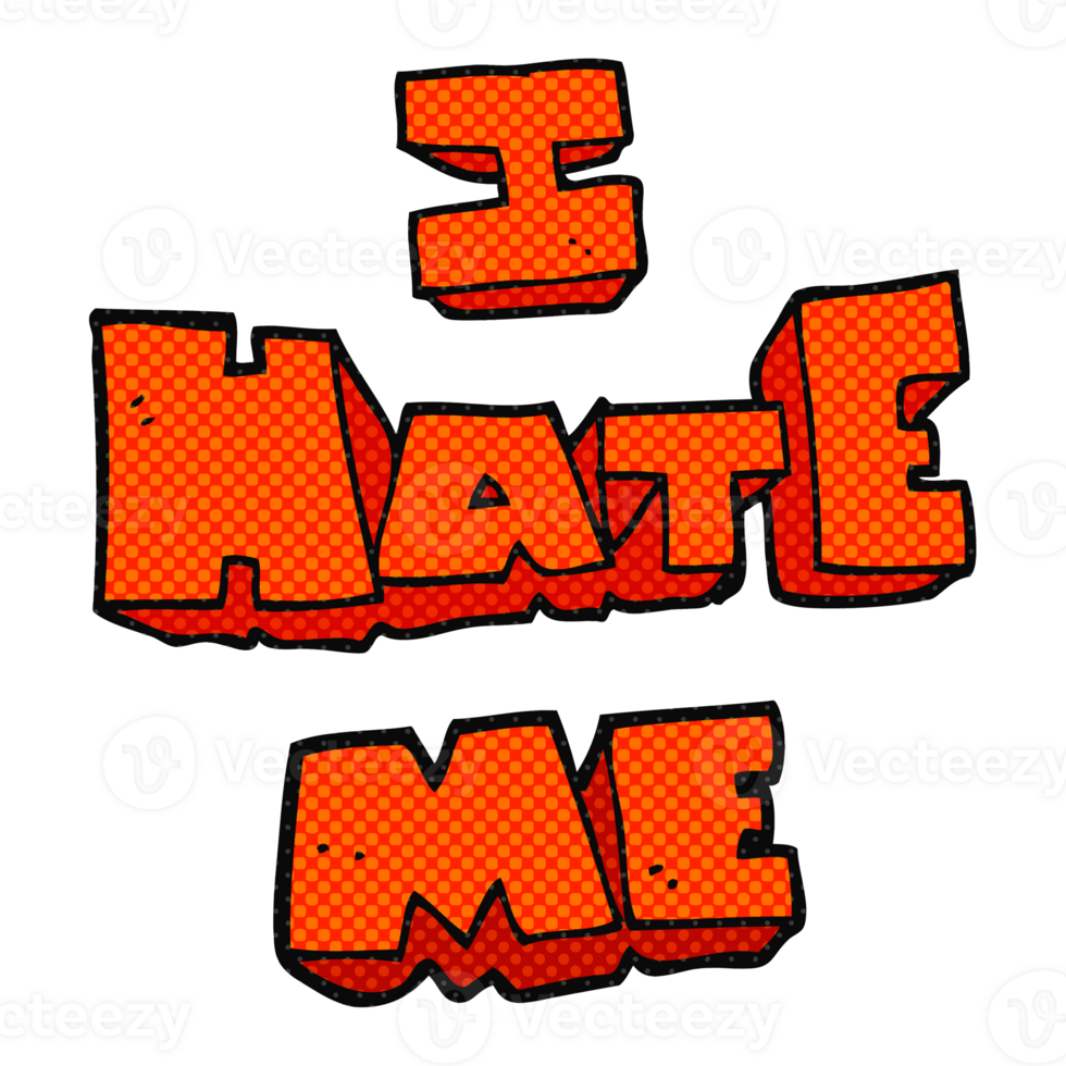 I hate me  hand drawn cartoon symbol png