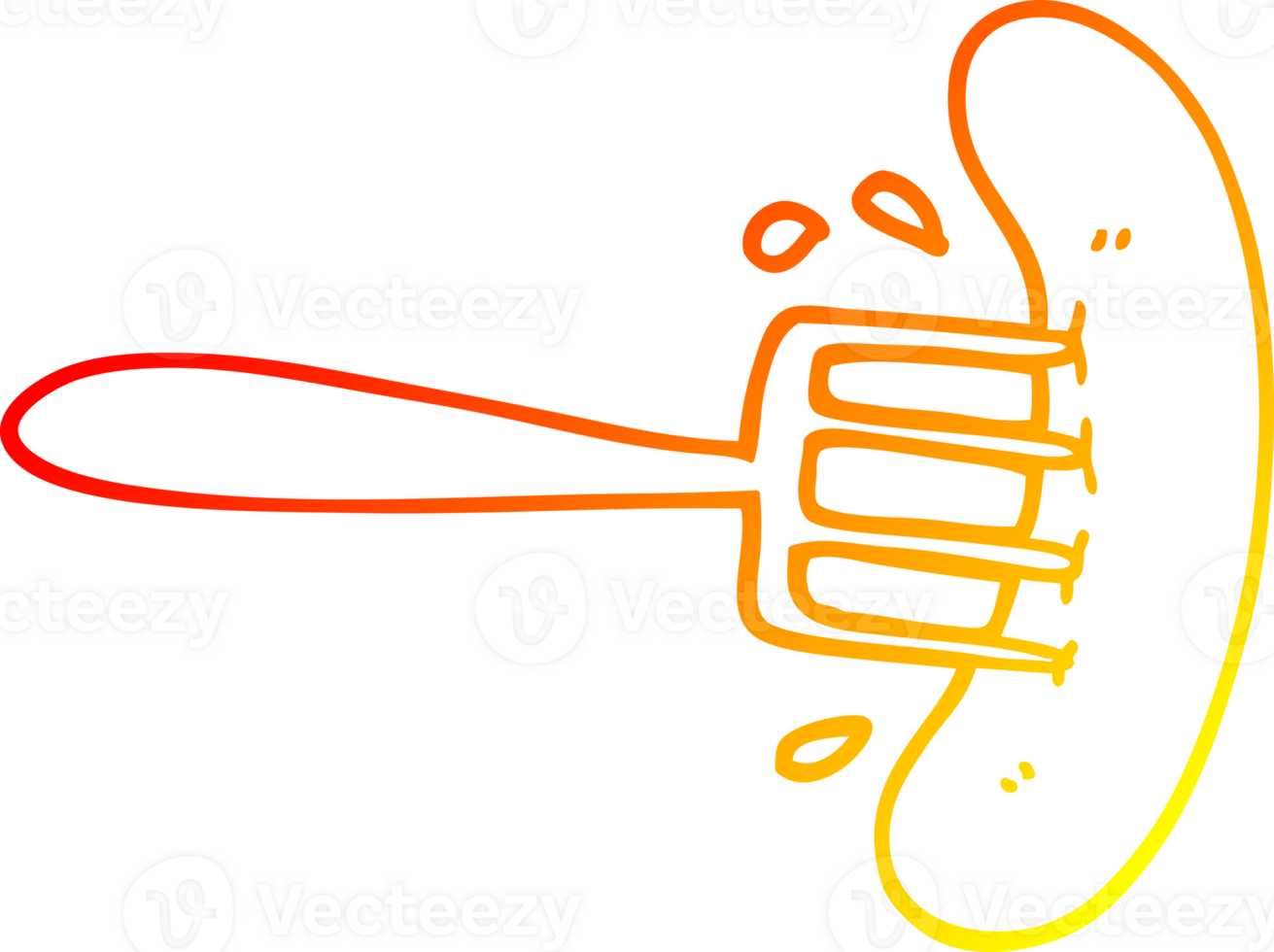 warm gradient line drawing of a cartoon hot dog png
