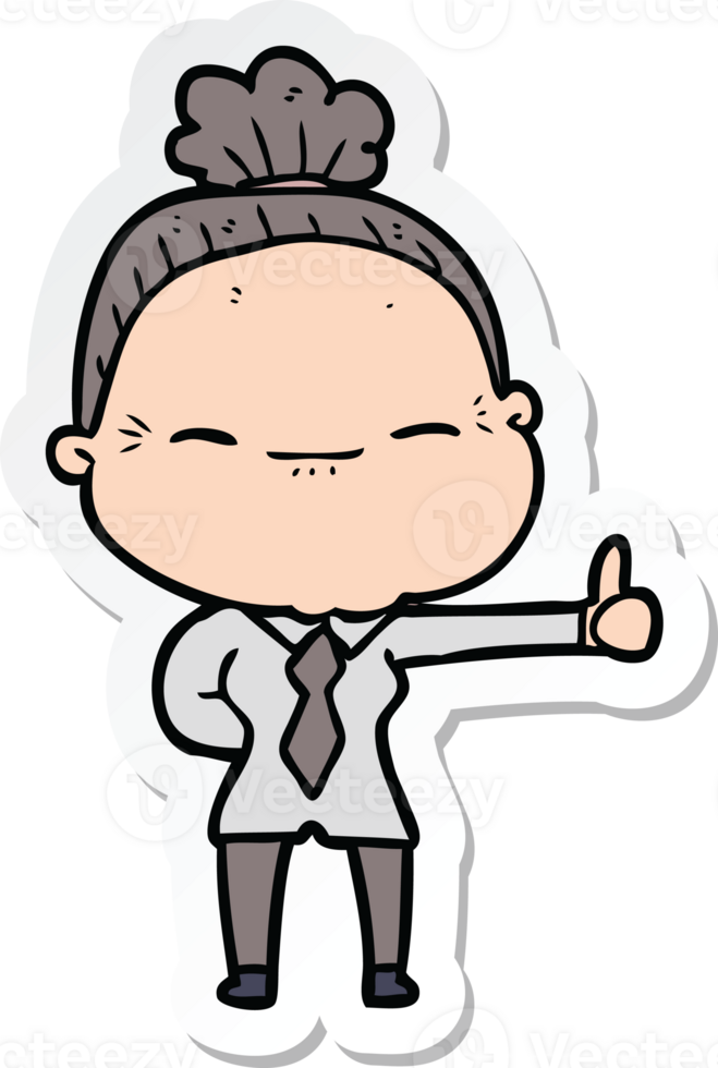 sticker of a cartoon peaceful old woman png