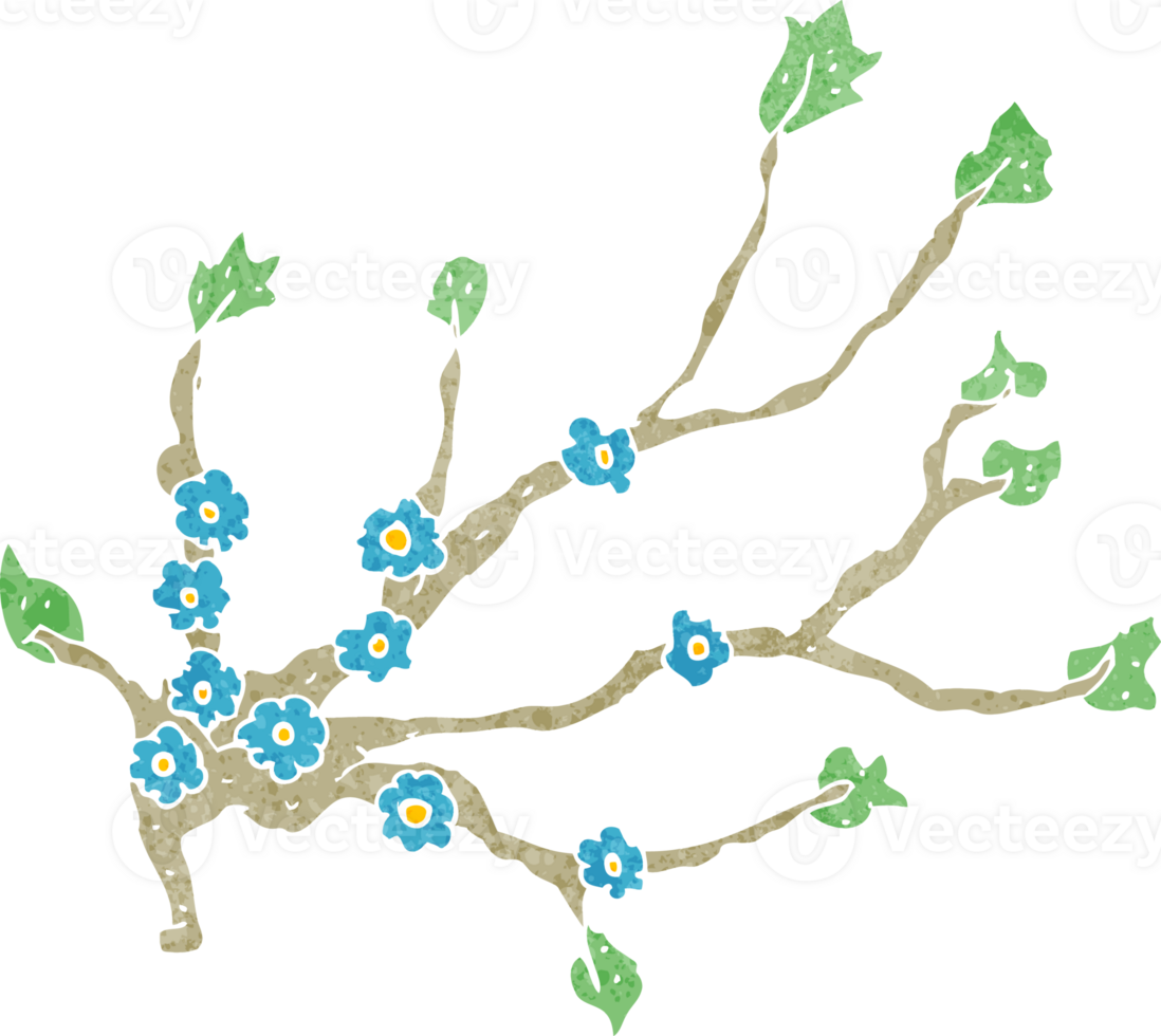 cartoon flowering branch png
