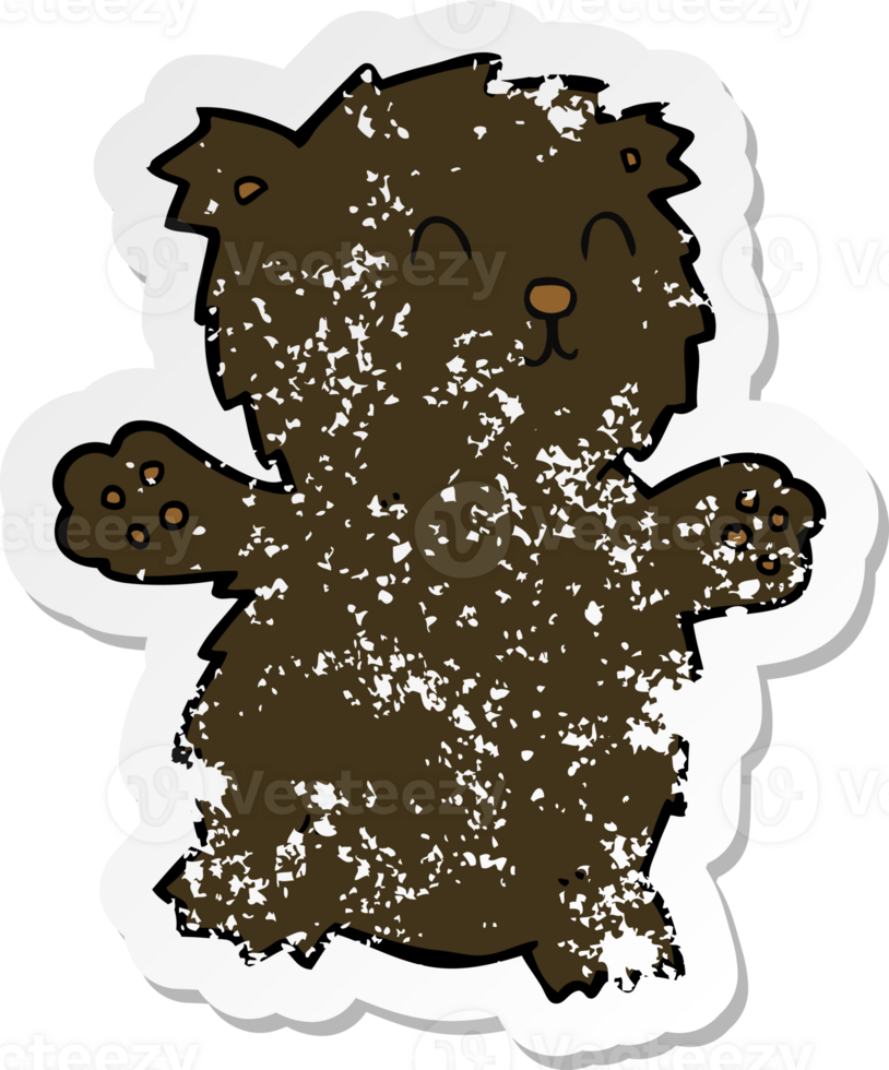 retro distressed sticker of a cartoon teddy bear png