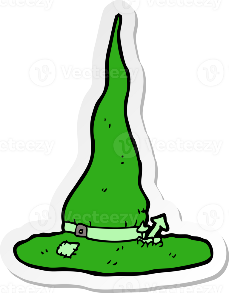 sticker of a cartoon spooky witches hat png