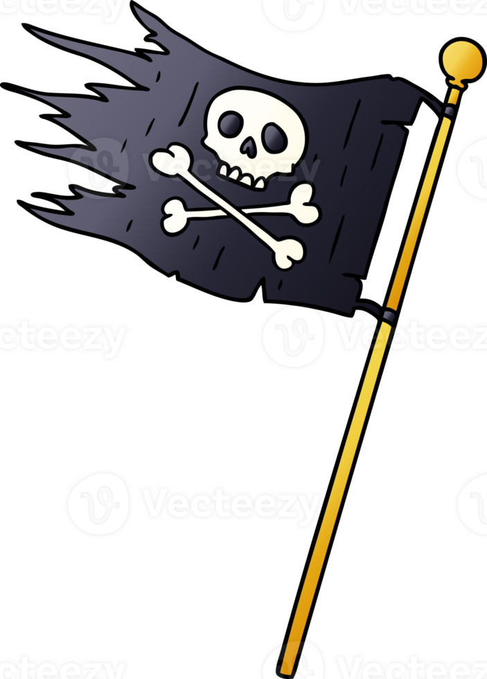 hand drawn gradient cartoon doodle of a pirates flag png