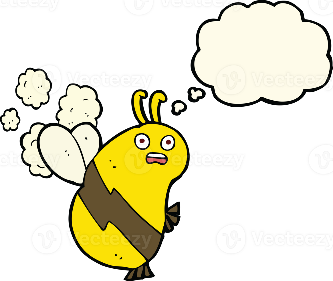 funny cartoon bee with thought bubble png