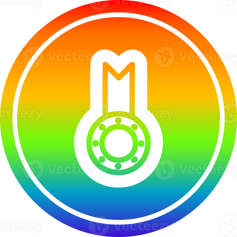 medal award circular icon with rainbow gradient finish png