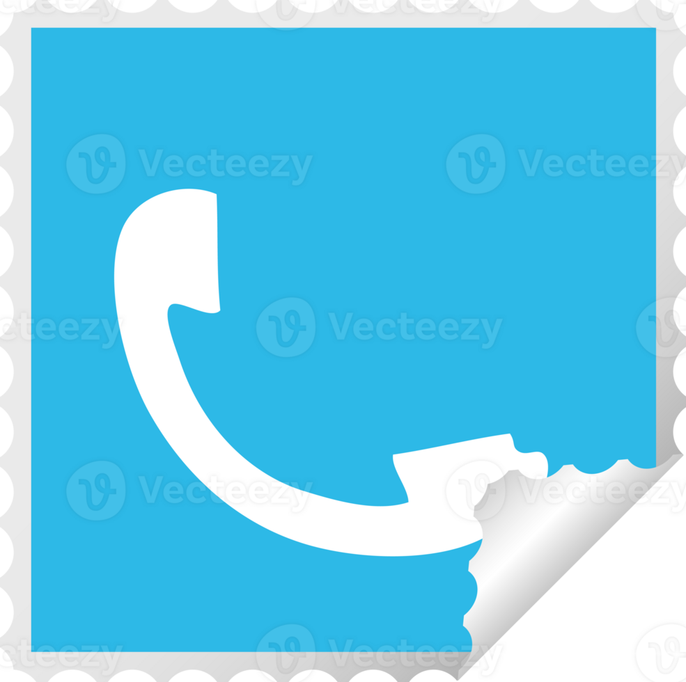 square peeling sticker cartoon of a telephone receiver png
