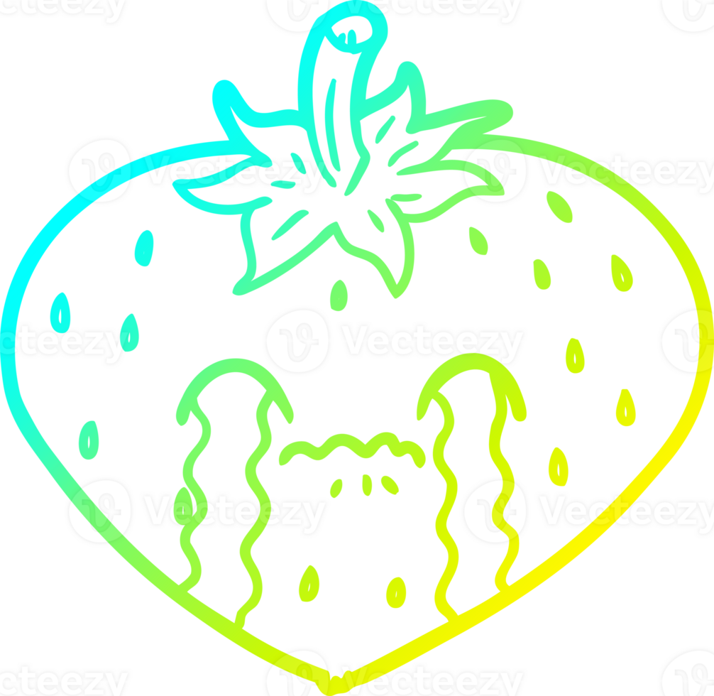 cold gradient line drawing of a cartoon strawberry png