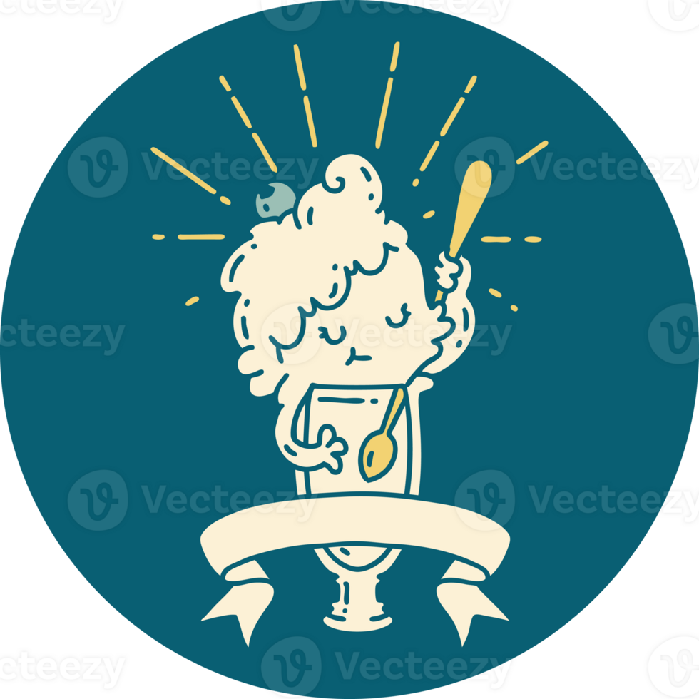 icon of a tattoo style ice cream character png