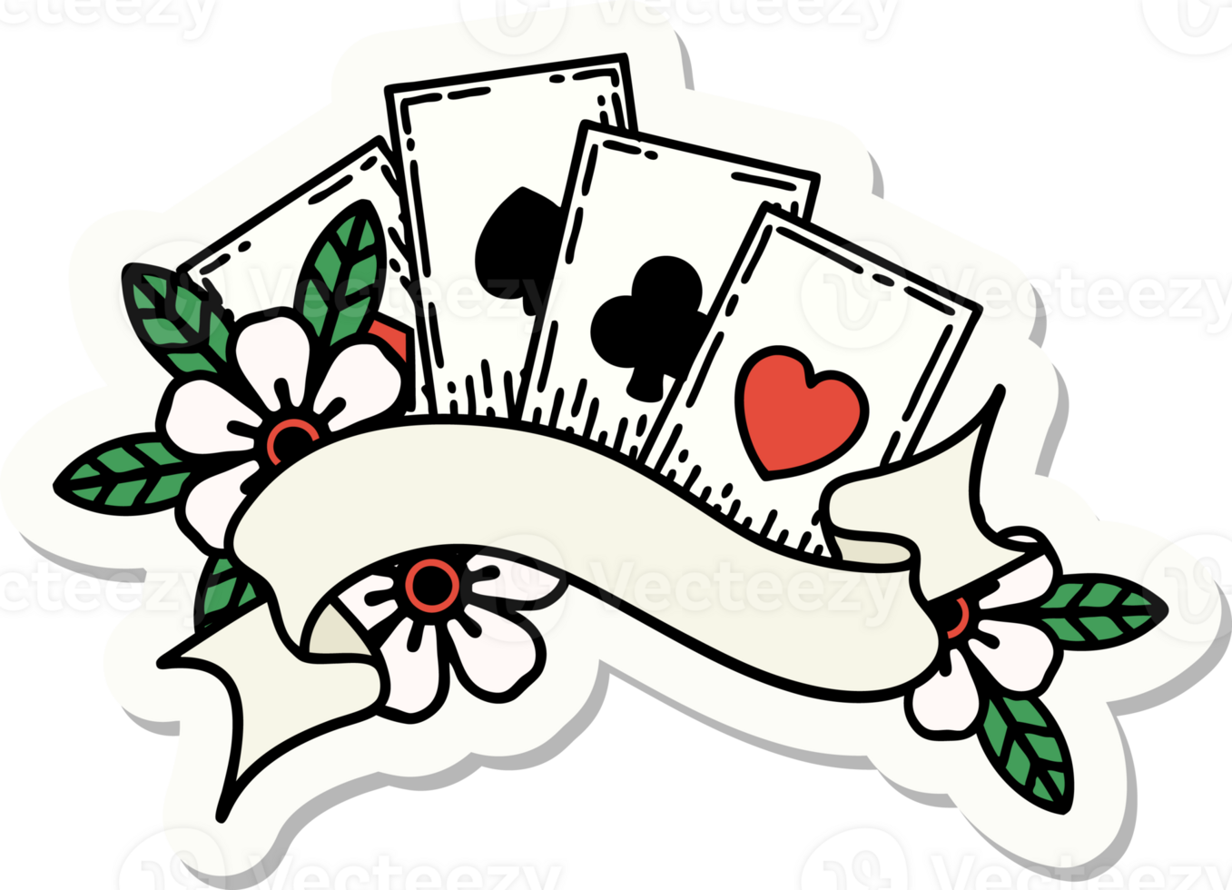 sticker of tattoo in traditional style of cards and banner png