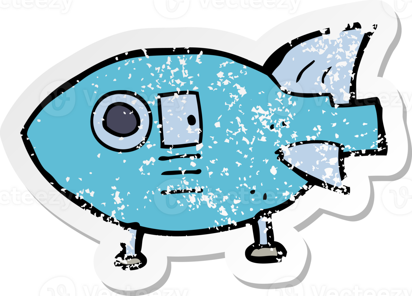 retro distressed sticker of a cartoon space rocket png