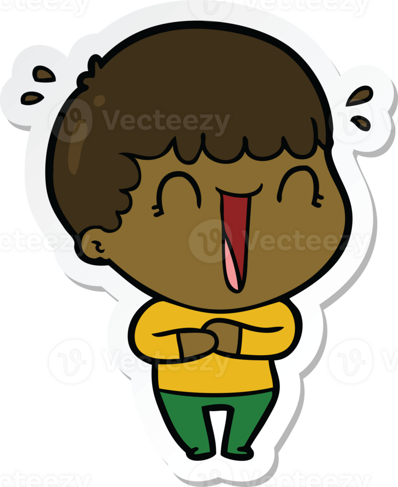 sticker of a laughing cartoon man png