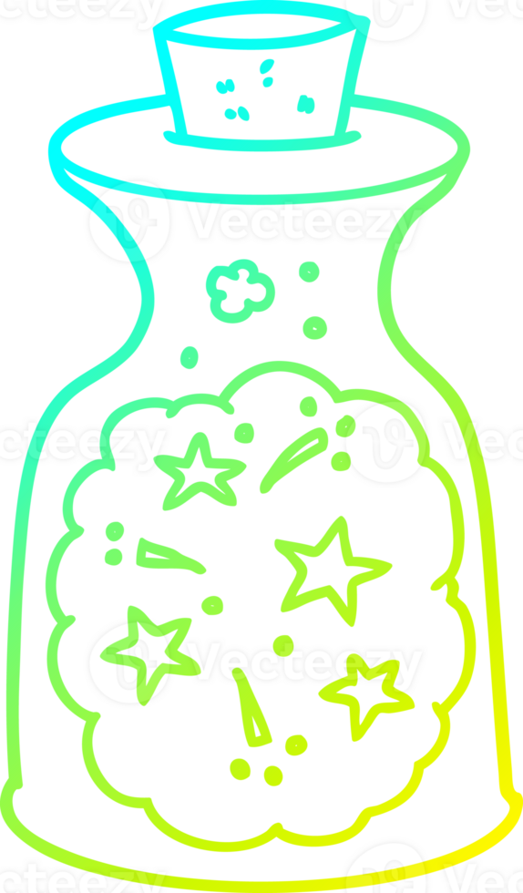 cold gradient line drawing of a cartoon magic potion png