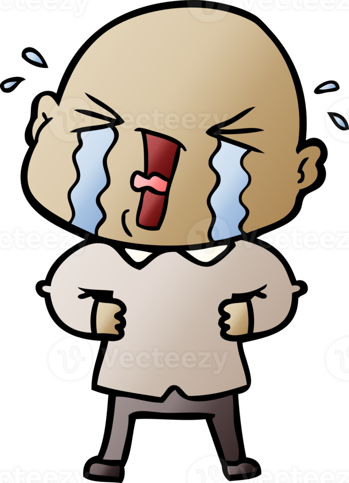 cartoon crying bald man png