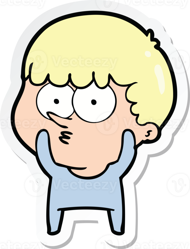 sticker of a cartoon curious boy png