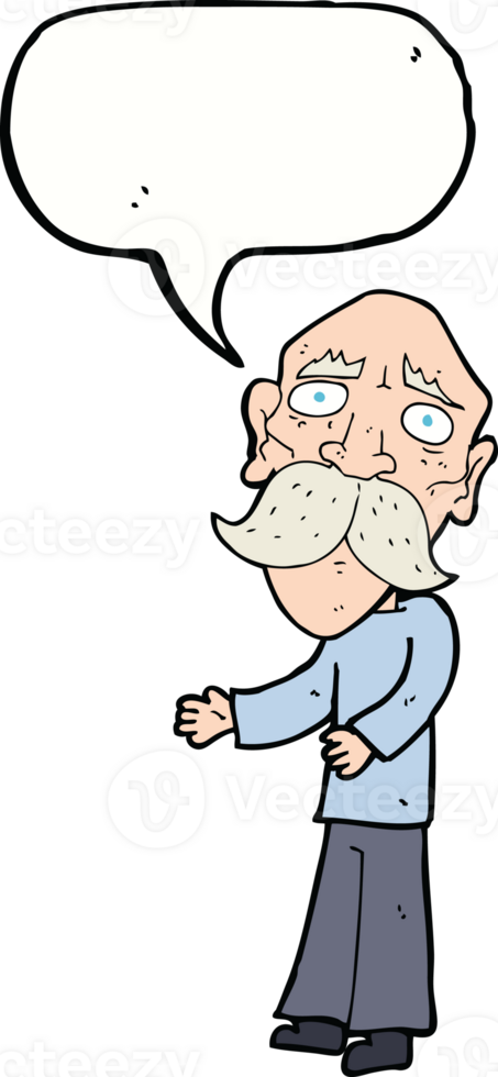cartoon lonely old man with speech bubble png