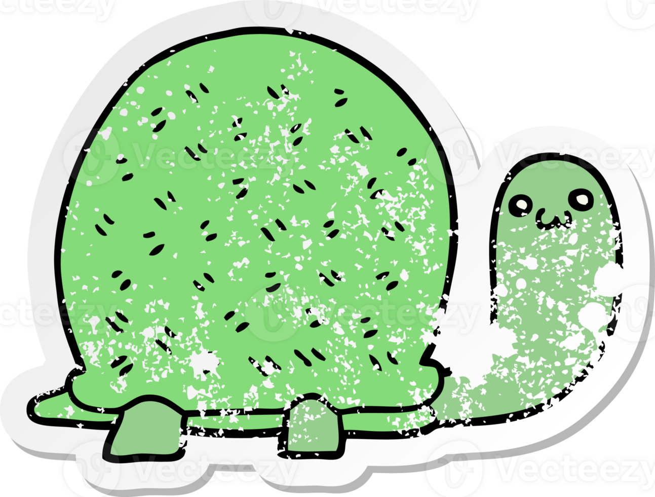 distressed sticker of a cute cartoon turtle png