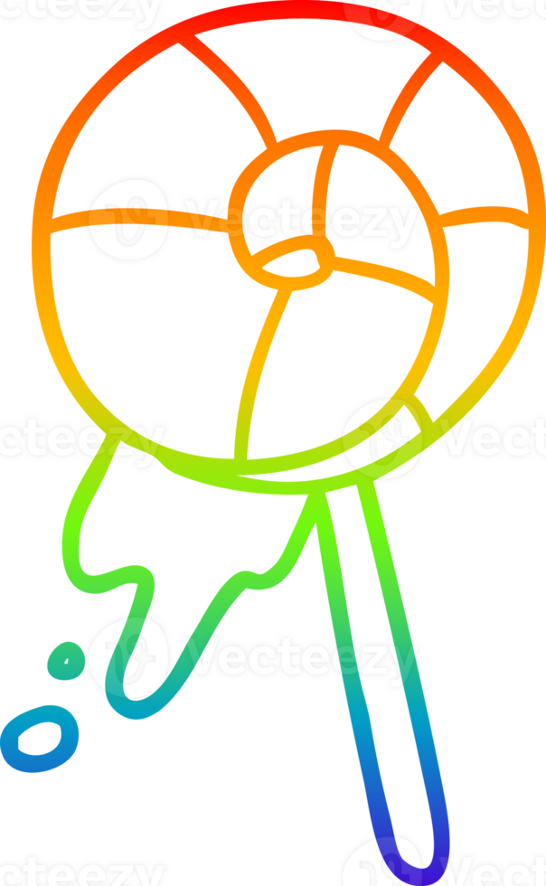 rainbow gradient line drawing of a traditional lollipop png