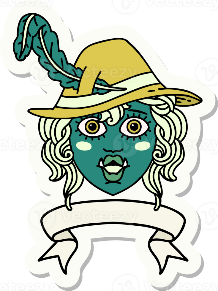 sticker of a orc bard character with banner png