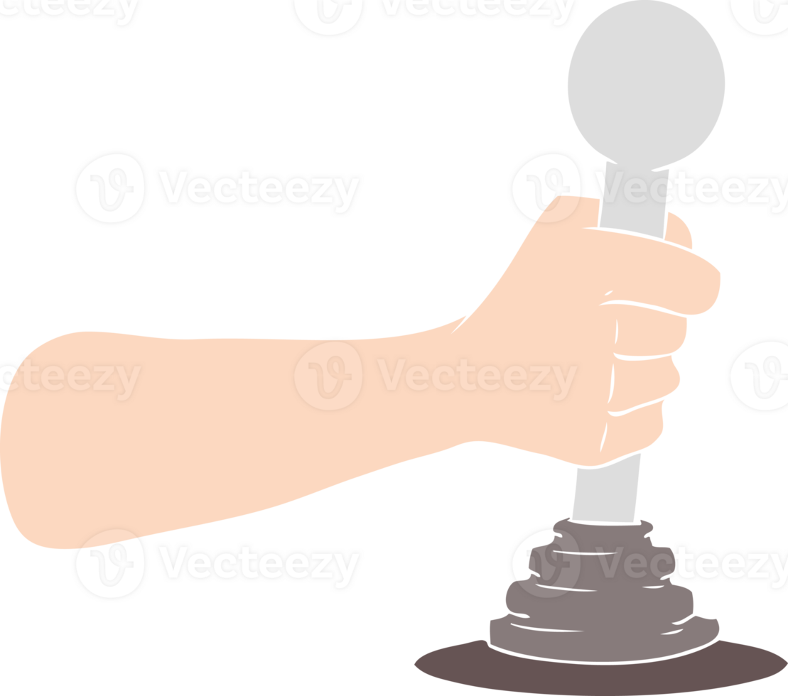 flat color style cartoon hand pulling lever png