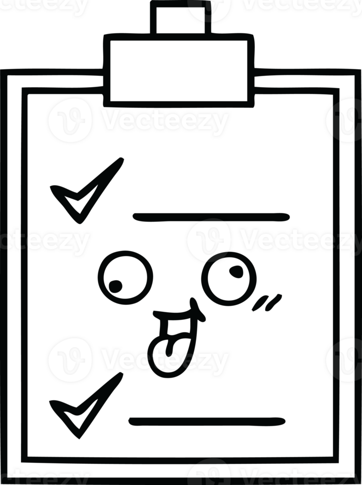 line drawing cartoon of a check list png