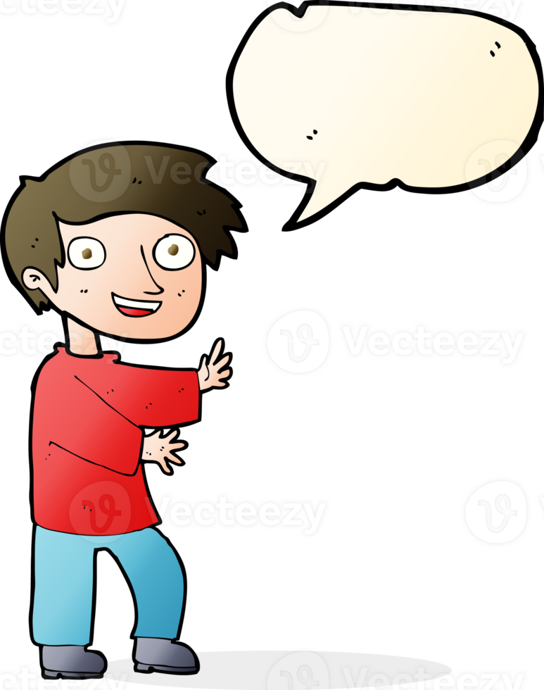 cartoon excited boy with speech bubble png
