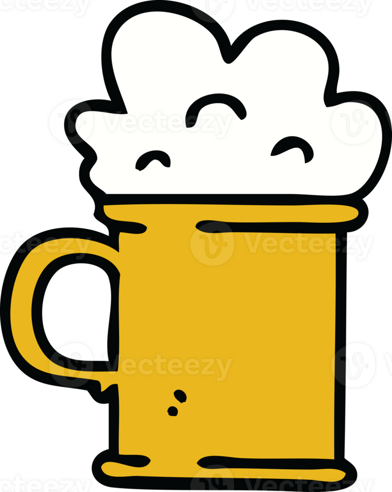hand drawn quirky cartoon tankard of beer png