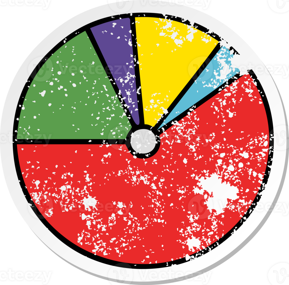 distressed sticker of a cute cartoon pie chart png