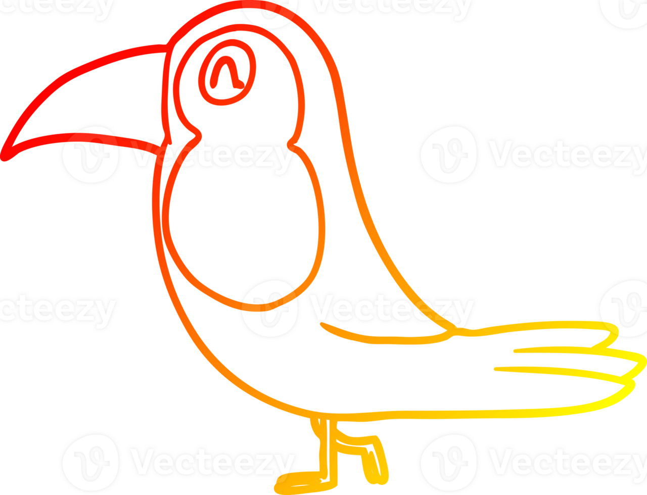 warm gradient line drawing of a cartoon toucan png