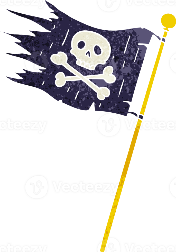 hand drawn retro cartoon doodle of a pirates flag png