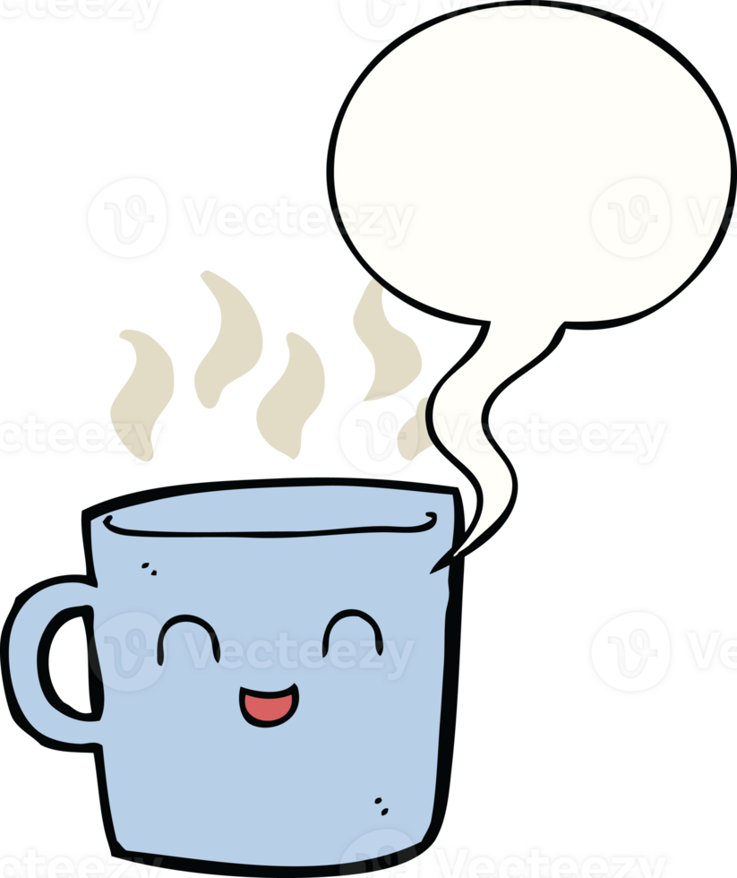 cute coffee cup cartoon with speech bubble png