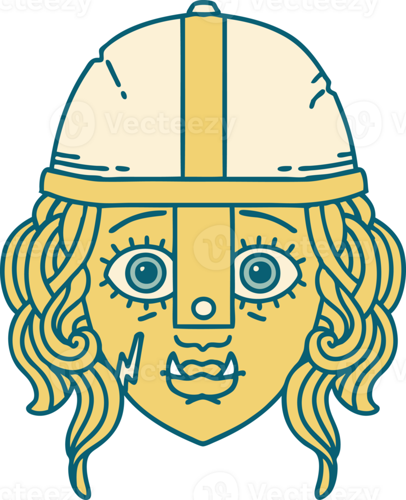 Retro Tattoo Style orc fighter character face png