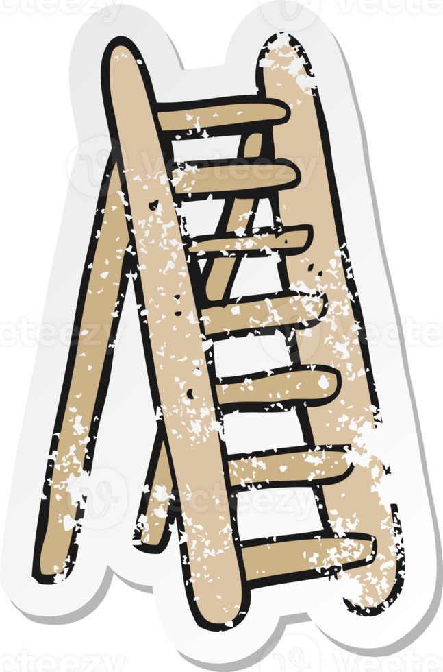 retro distressed sticker of a cartoon ladder png