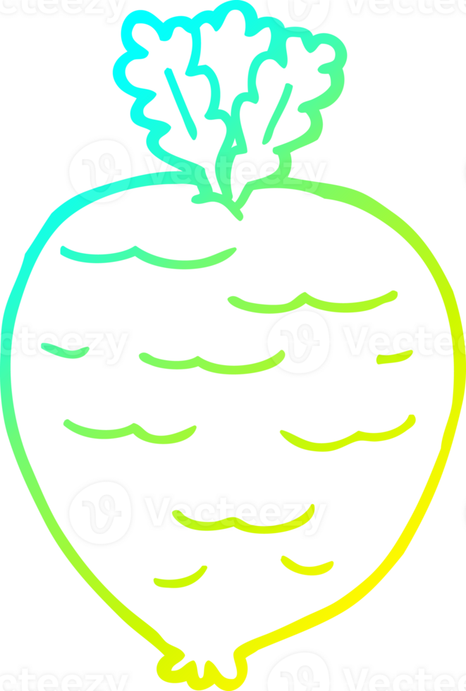 cold gradient line drawing of a cartoon root vegetable png