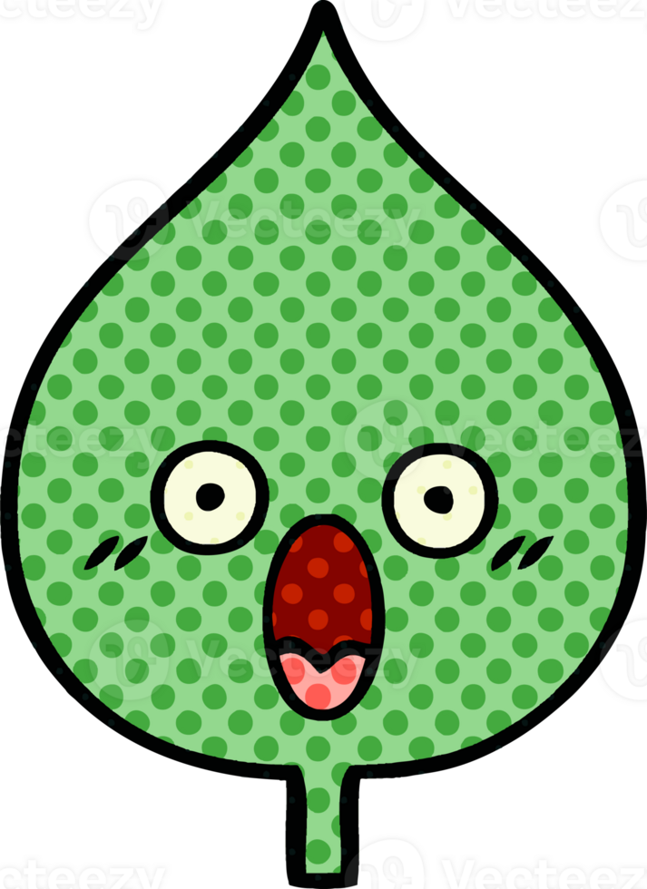 comic book style cartoon of a expressional leaf png